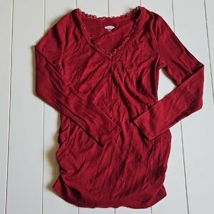 Old Navy Red V-Neck MATERNITY Blouse Small